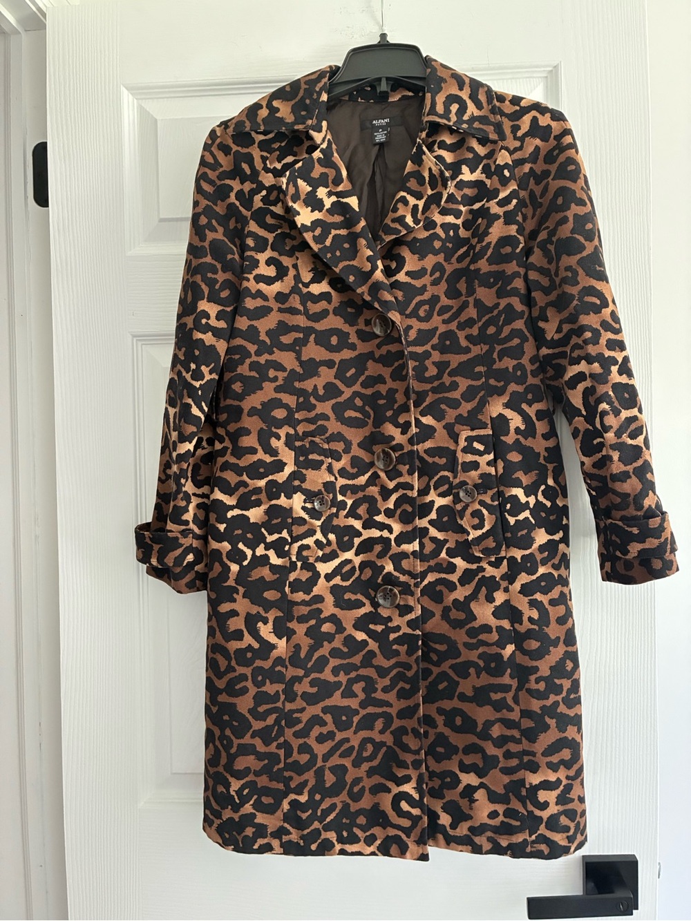 Alfani Petite Leopard Print Trench Coat Cotton Size SP